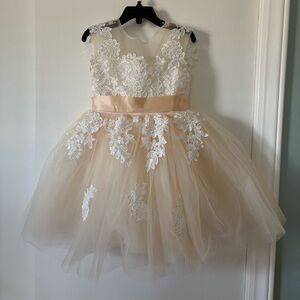 Elegant Cream Lace Kids Dress